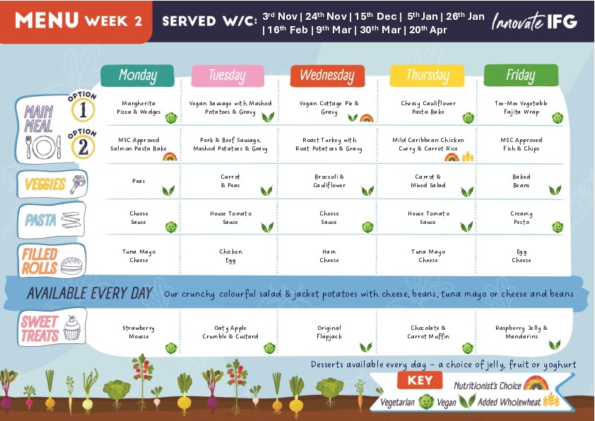 Aylesford School Warwick Menu Primary Part2
