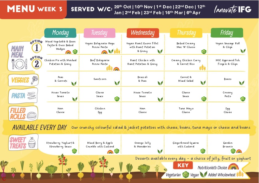 Aylesford School Warwick Menu Primary Part3