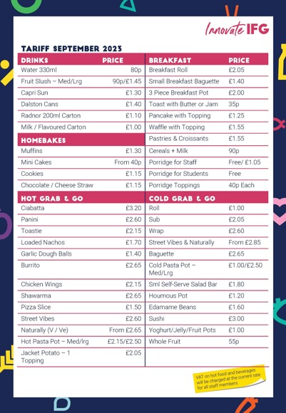 Innovate client tariff poster sept 23 1