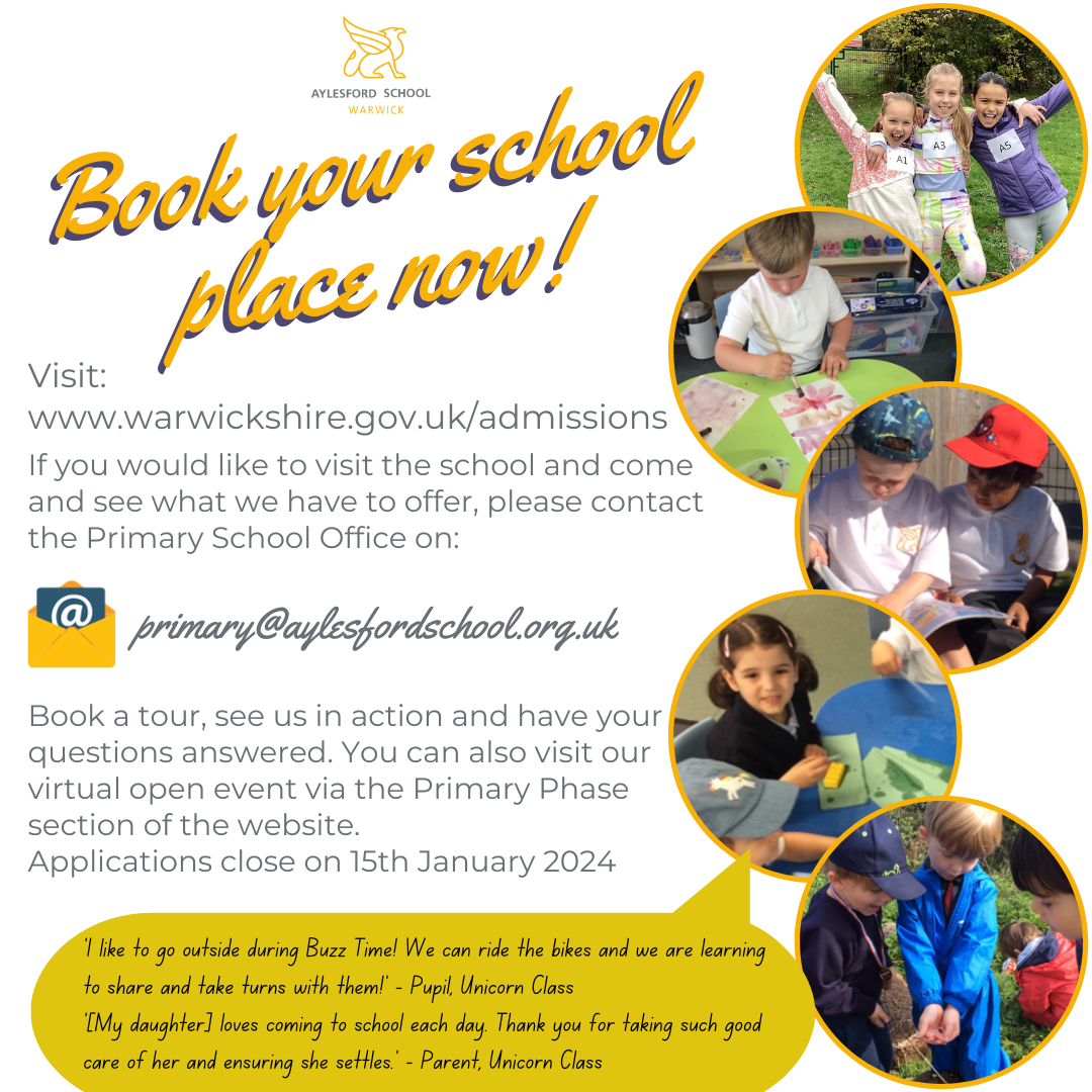 Book your school place primary poster